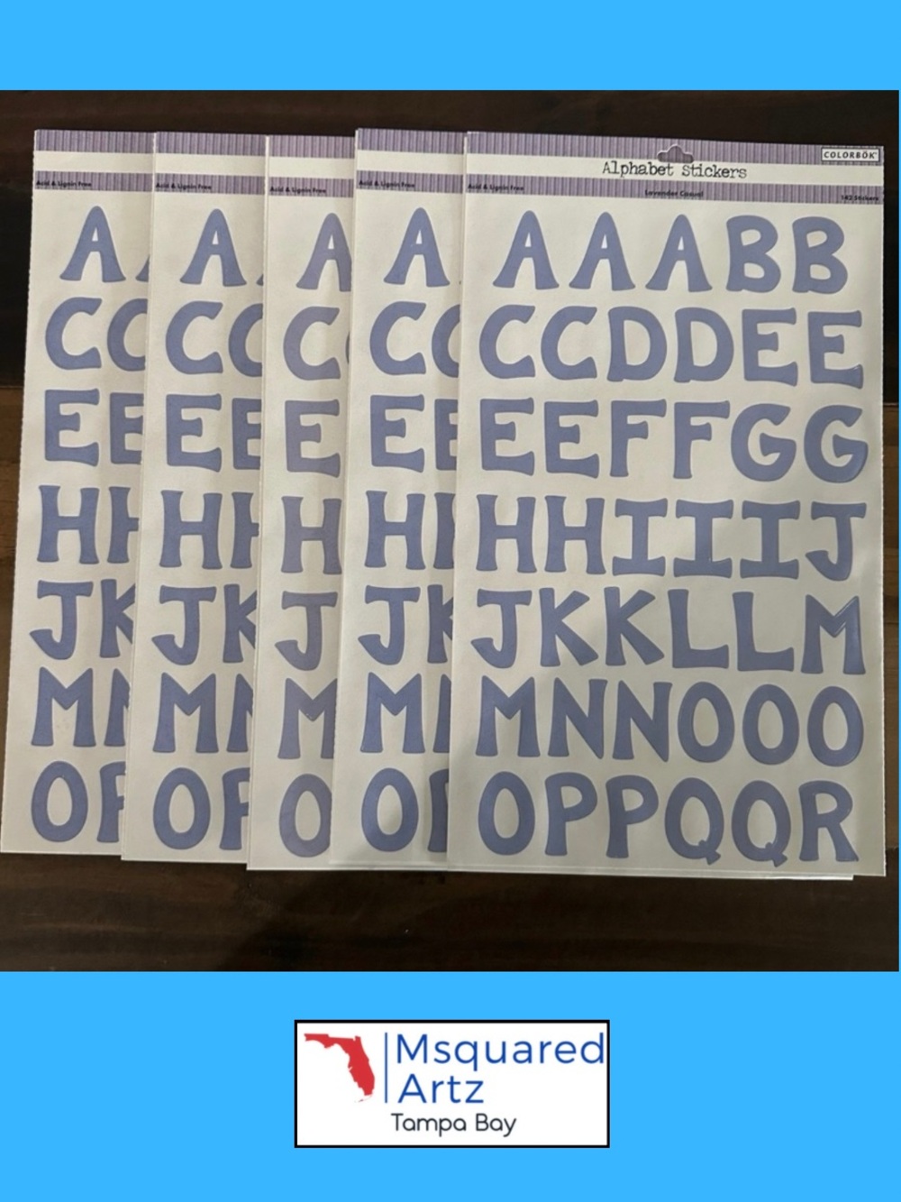 Colorbok Lavender Alphabet Stickers Lot of 5 Casual Letter Sheets Scrapbook